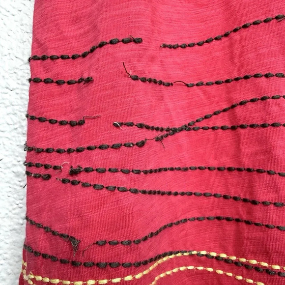 Boden Bea Embroidered Midi Boho Western Dress Size 8R Fuchsia Short Sleeves FLAW - Picture 6 of 9